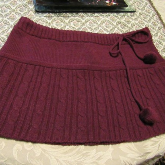 Unknown Dresses & Skirts - Burgundy Cable Knit Mini Skirt -MJ